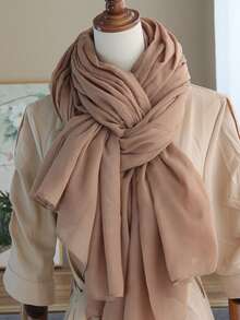 1 件女士纯色巴厘岛轻质披肩，百搭优雅长围巾，适合所有季节，可作为披肩、头巾佩戴，非常适合旅行、约会、日常穿着