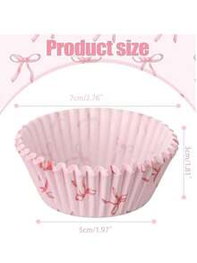 50个粉色蝴蝶图案防油纸杯，适用于生日派对一次性蛋糕衬垫，Maffei 包装，适用于婚礼和派对，婚礼和生日用品，家居和派对装饰 - 粉色 - 查看 7