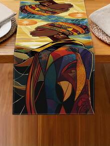 1 Stück Tischläufer aus Leinen mit afrikanischem Bohemian-Motiv, bunter Hintergrund, geeignet für Küche, Esstisch, Innen- und Außendekoration, Partyzubehör, 13 x 72 Zoll - Verschiedenfarbig - Übersicht 5