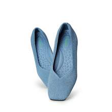 Women's Square Toe Chunky Heels Pumps Comfortable Knitted Closed Toe Fashionable Elegant Casual Holiday Work Dress Shoes - 藍色 - 查看 5