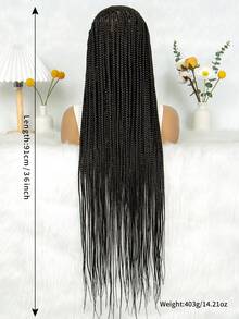 Fashionable Braided Synthetic Lace Front Wig, Beginner-Friendly Design, Heat Resistant For Women - màu đen - Xem 6