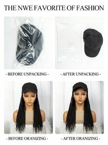 Synthetic Long Box Braid Wig - Includes Baseball Cap - Perfect Braided Baseball Cap Hairstyle For Women - Black - View 11