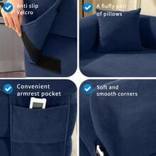 Compression Sofa - Convertible Floor Foldable Sofa Bed - With 2 Pillows, Corduroy, Queen Size - Blue - View 5