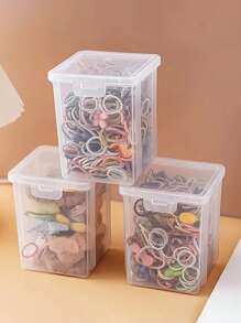 [1/3pcs Clear Stackable Organizer Boxes] Stackable Transparent Hair Accessory Storage Boxes, Dustproof, Waterproof, Moisture-Resistant Plastic Storage Containers For Hair Accessories, Beads, Jewelry Display & Packaging Supplies,Contemporary Plastic Tabletop Containers, Multipurpose Use, Rectangle Shape, Jewelry Boxes