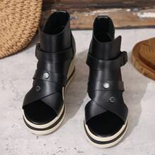 Dikke bodem Romeinse stijl wig sandalen voor vrouwen, peep toe platform schoenen