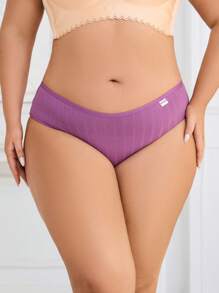 5 PCS Plus Size Women's Ribbed Cotton Panties Sexy Mid Waist Briefs Tummy Control &Butt Lifter Stretch Comfortable And Breathable Sports Underwear