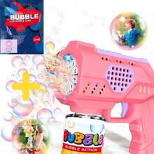 Automatic Bubble Blower Machine, Colorful, Kids Toy, Blue Red, 50ML - Pink+Refill - View 2