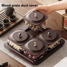 New Minimalist INS Style Luxury Imitation Wood Grain Dry Fruit Plate, Snack Nut Candy Storage Box, Home Living Room Tea Table Fruit Plate, Anniversary Supplies, Holiday Fruit Plate, Office Desk Fruit Plate