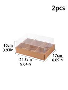 2个/4个装透明盖方形/六边形/井字形甜点盒，适用于迷你纸杯蛋糕、巧克力、生日派对、婚礼、节日甜点、饼干、糖果包装