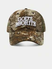 God's Favorite Embroidered Camo Splatter Print American Baddie Baseball Cap, Streetwear Snapback - Multicolor - View 3