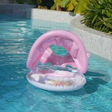 1 件装星空图案紫色鱼尾模型儿童游泳圈带顶篷