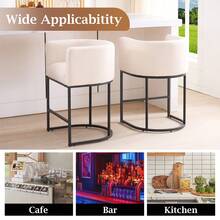 26" H Counter Height Bar Stools Set Of 4, Modern Barrel Counter Stools With Backrest And Arms, Fabric Upholstered Accent Barstools - 米色 - 查看 5