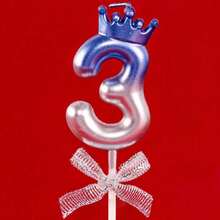 3D Crown Bow 0-9 Digital Candles Birthday Cake Candles Birthday Party Plugin Dress Up Candles - Gradient - View 8