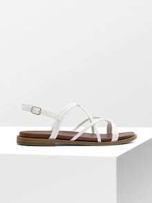 Women's Sandals Cross Strappy Gladiator Dress Flat Sandals Daily Casual Comfortable Summer Shoes - White - View 6