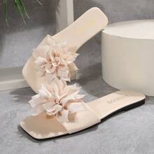 Women's Beach Flat Square Toe Non-Slip Sandals - Apricot - View 5