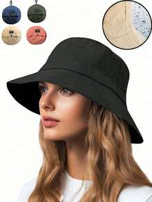 1 chiếc mũ câu cá/mũ chống thấm nước có quai đeo cằm, nhanh khô, có thể gập lại, chống nắng UPF 50+, dùng khi đi bộ đường dài, câu cá, đi biển, đi săn, vành rộng thoáng khí cho mùa hè - Nhiều màu - Xem 2