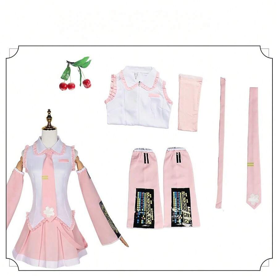 Pink Miku Cosplay Costume Performance Suit Cos Suit Regular C Suit Wig Cosplay Girls Spring Sakura Cherry Miku - costume - View 1