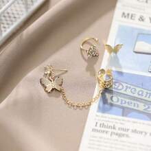 4pcs Star, Butterfly & Moon Clip-On Earring Set - Yellow Gold - View 2