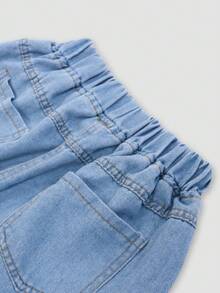 Girls Denim Effect Lace Hem Shorts - Multicolor - View 6