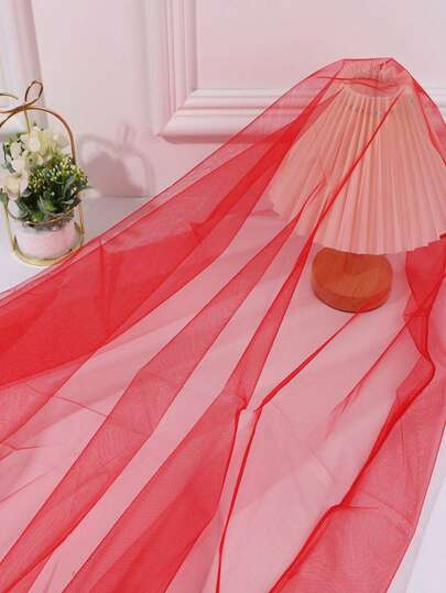 1pc Red DIY Solid Color Tulle Fabric Dress Skirt Veil Headpiece Material, Suitable For Wedding, Party, Birthday, Home Decor, Outdoor