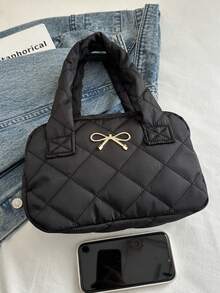 1pc Bowknot Handbag Popular Fashion Casual Bag Popular Handbag, With Sweet And Cute Bow Decoration, Fashionable And Versatile Small Square Bag, Suitable For Girls To Go Out Shopping, Daily Use, Shopping, Sweet And Cute Style Handbag, The Best Choice For Little Girls As Gifts - Bow Handbag - View 5