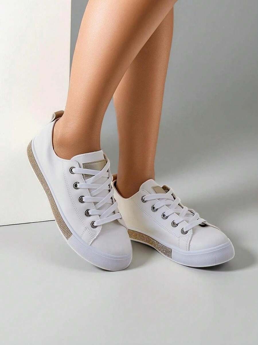 Women's -Leather Sneakers - Gold - View 1