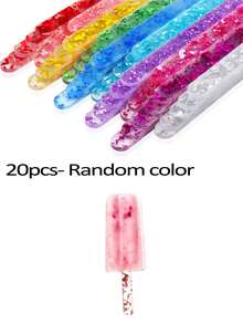 50/20/5pcs Reusable Vibrant Acrylic Popsicle Sticks, Reusable Ice Cream/Popsicle Makers, Back-To-School Essentials For Students, For Popsicle Molds, Cake Pops, Candy Desert DIY Crafts, Summer Cooling DIY Tools, Home, Outdoors, Shops, Schools, Restaurants Freezer & Kitchen Accessories - Multicolor - View 9