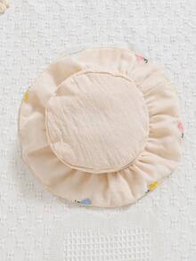 女婴花卉刺绣薄纱短袖连体衣连衣裙 - 杏色 - 查看 5