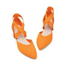 Women's Pointed Toe Chunky Heels Pumps Knitted Closed Toe Comfortable Fashionable Casual Holiday Work Dress Shoes