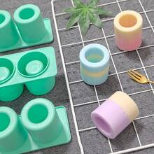 1 个 4 腔圆形冰块托盘，硅胶制冰机模具，易于释放冰块，适用于鸡尾酒、酒吧或冰咖啡杯 - 綠色 - 查看 5