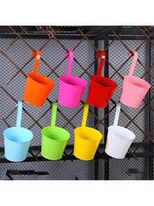 1/5/10pcs Metal Bucket Flower Pots - Pastoral Balcony Wall Hanging Planters With Handles, Garden Decoration Supplies, Ideal For Indoor And Outdoor Use. - Multicolor - View 7