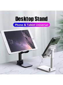 NEW 2025 Metal Desktop Tablet Holder Table Cell Foldable Extend Support Desk Mobile Phone Holder Stand Compatible With Iphone IPad Adjustable Compatible With IPhone, Android Phone, Gift For Birthday, Family, Friends Phone Stand, Phone Accessories