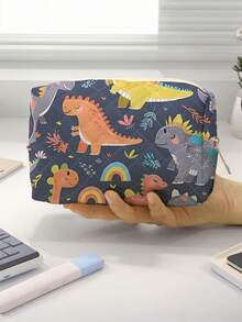 1 件彩虹恐龙图案印花便携式盥洗包、化妆品收纳包、多用途储物袋、旅行洗漱包、适用于小物品、旅行储物袋、适合家庭、礼物、度假和节假日、青少年化妆包、学校用品、化妆品和盥洗用品收纳、学校用品、收纳包、家庭必需品 - 彩色 - 查看 4