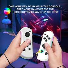 Controlador inalámbrico GAMINJA NS008 compatible con Switch, controladores laterales izquierdo y derecho con luces RGB, compatible con la consola de juegos Switch, mando L/R con función de encendido de pantalla y captura de pantalla, par de Joy-Con portátil - Multicolor - Ver 6