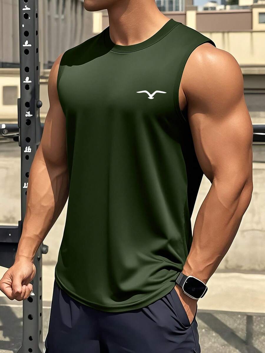 男士夏季海鸥印花休闲无袖背心