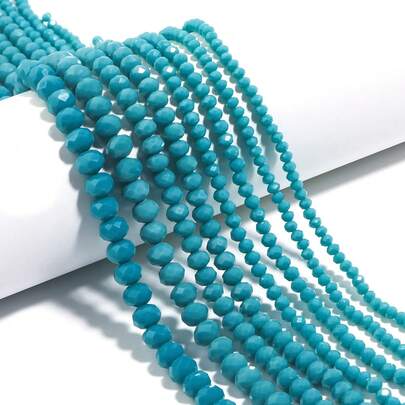 1 件空心蓝色陶瓷切割算盘水晶扁珠 3/4/6/8 毫米，时尚百搭 DIY 珠宝制作，适用于手链、项链、时髦珠宝、手机吊饰、钥匙扣批发珠子