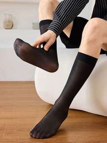 1/3/6 pares de calcetines de rayas verticales para hombre en negro, blanco, azul, calcetines delgados para primavera, verano, otoño, calcetines largos y transpirables negros para negocios