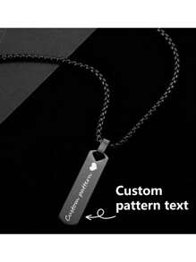 1pc Custom Photo Engraved Stainless Steel Rectangle Pendant Necklace, Memorial/Anniversary Gift Silver,Gold Stylish,Fall Fashion,Contracted,Simple,Casual,Vintage,Unisex Custom,Personalized,Unique Ideal Gifts For Him Girlfriend,Mom,Family,Friends,Grandparents,Her,Boyfriend,Dad For Anniversaries,For Birthdays,For Daily Wear,For Mother's Day,For Valentine's Day,For Graduation,For Weddings,For Grieving Gifts,For Father's Day