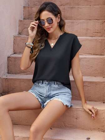 Women's Summer Casual Plain Button-Up Shirt