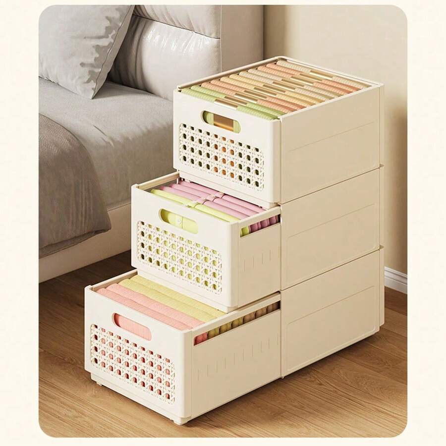 1pc Expandable & Stackable Drawer Organizer Box, High Capacity Storage For Underwear, Socks, Clothing, Pants, Dresses, Shoes, Boots, Jeans In Bedroom