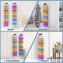 2 Peças Rack de Chapéu Montado na Parede com Caixa de Armazenamento, Rack de Chapéu de Beisebol de Plástico com Opções de Montagem com Cola e Parafuso para até 24 Chapéus, para Armários, Portas, Paredes, Mesas