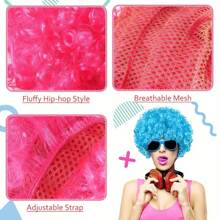 Peluca afro burbuja vibrante - Peluca de disfraz de payaso colorida para fiestas, fans y eventos temáticos, con gorra de malla elástica, excelente para cosplay y fiestas festivas, pelucas de festival, peinados rizados, pelucas de ajuste seguro, accesorios de peluca, tocado falso de rizos redondos, pelucas afro, fans de pelo