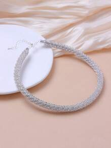 1pc Elegant Luxury Rhinestone Clavicle Chain Necklace, Glamour High-End Alluring European-American Sparkling Necklace, Suitable For Weddings, Parties, Daily Wear, Gift For Girlfriend, Wife, Mother