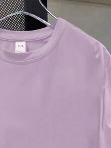 Girls' Leopard Print Bow Graphic Round Neck Short Sleeve T-Shirt, Casual Style For Spring/Summer - Purple - View 6