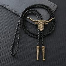 1 pieza Corbata de bolo con cabeza de buey estilo occidental hecha a mano, collar ajustable deslizante, accesorio rústico de país para fiesta, uso casual unisex para boda, fiesta, padrinos de boda, mejor opción como regalo