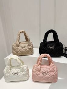 1pc Bowknot Handbag Popular Fashion Casual Bag Popular Handbag, With Sweet And Cute Bow Decoration, Fashionable And Versatile Small Square Bag, Suitable For Girls To Go Out Shopping, Daily Use, Shopping, Sweet And Cute Style Handbag, The Best Choice For Little Girls As Gifts - Bow Handbag - View 1