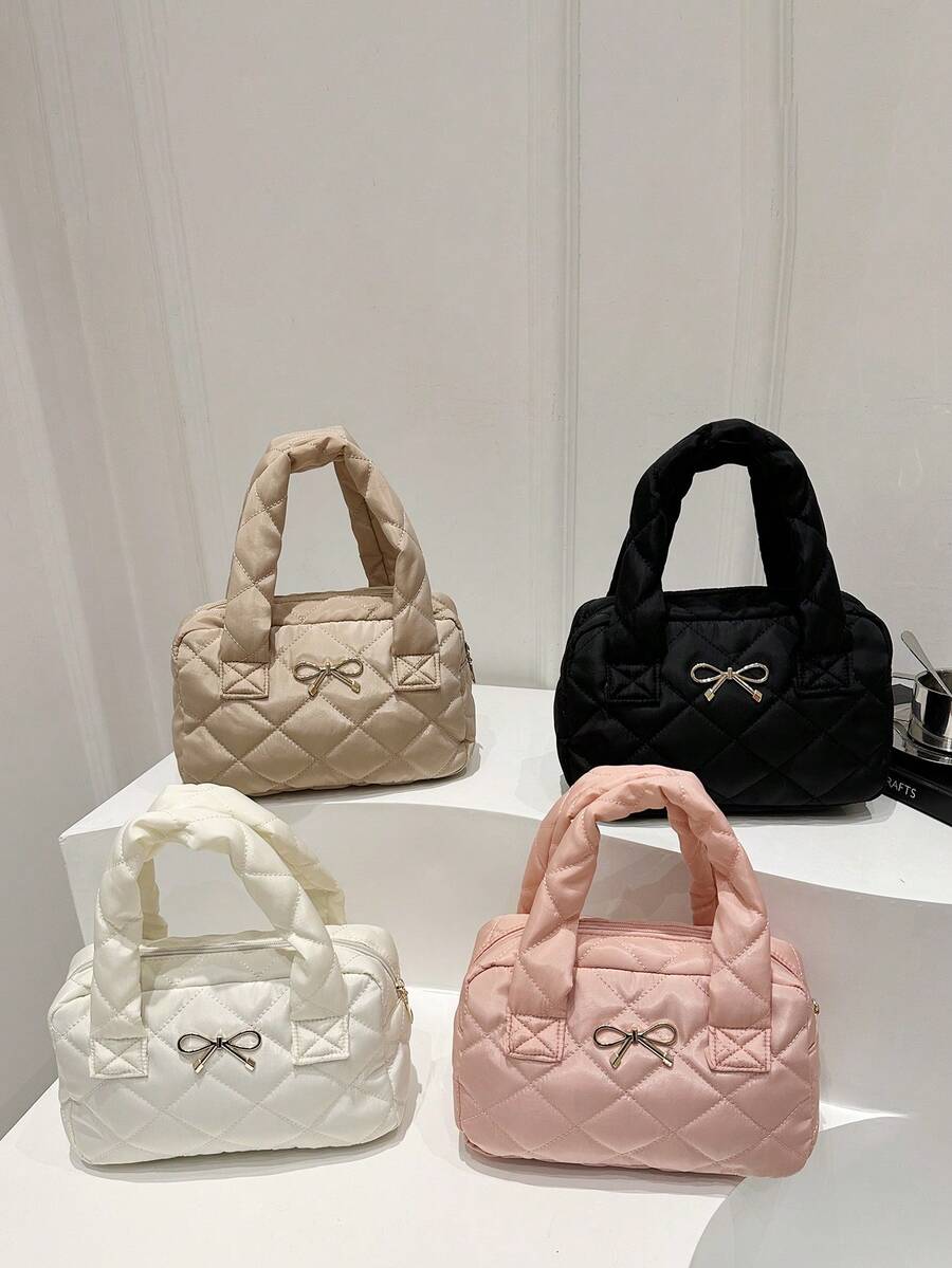 1pc Bowknot Handbag Popular Fashion Casual Bag Popular Handbag, With Sweet And Cute Bow Decoration, Fashionable And Versatile Small Square Bag, Suitable For Girls To Go Out Shopping, Daily Use, Shopping, Sweet And Cute Style Handbag, The Best Choice For Little Girls As Gifts - Bow Handbag - View 1