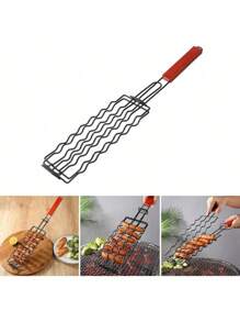 1 Stück Hot Dog Grillkorb, tragbares wiederverwendbares Outdoor Grillnetz, 6 Stück Hot Dog Grillrost, Wurst Grillnetz Clip Rack, geeignet für Familienzusammenkünfte, Outdoor-Picknick, Camping Grillen