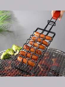 1 Stück Hot Dog Grillkorb, tragbares wiederverwendbares Outdoor Grillnetz, 6 Stück Hot Dog Grillrost, Wurst Grillnetz Clip Rack, geeignet für Familienzusammenkünfte, Outdoor-Picknick, Camping Grillen