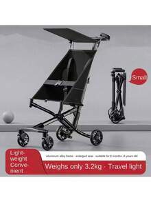1 pieza Cochecito plegable ligero para bebé, carrito de viaje portátil, plegado de un solo clic, adecuado para bebés e infantes - Negro - Ver 1